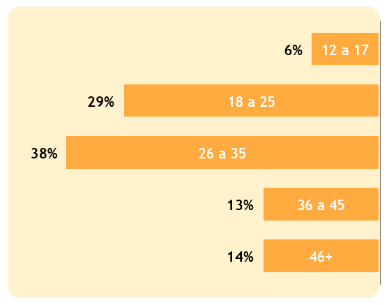 Distribuição histórica da audiência por idade
